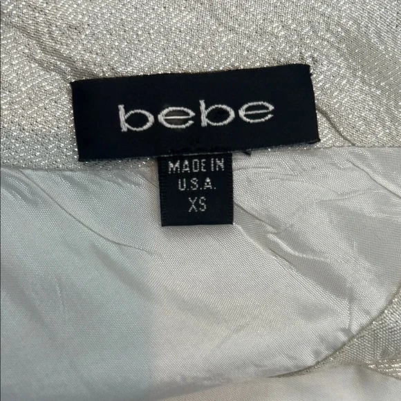 Bebe Cream Sheath Mini Dress with Scoop Neck and Silver Sparkly Embellishments - Picture 7 of 9